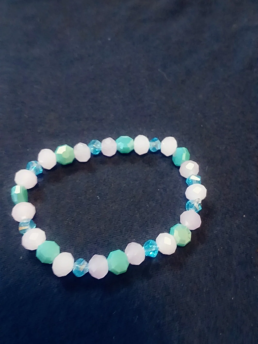 Pastel Bead Stretch Bracelet in White, Mint & Aqua